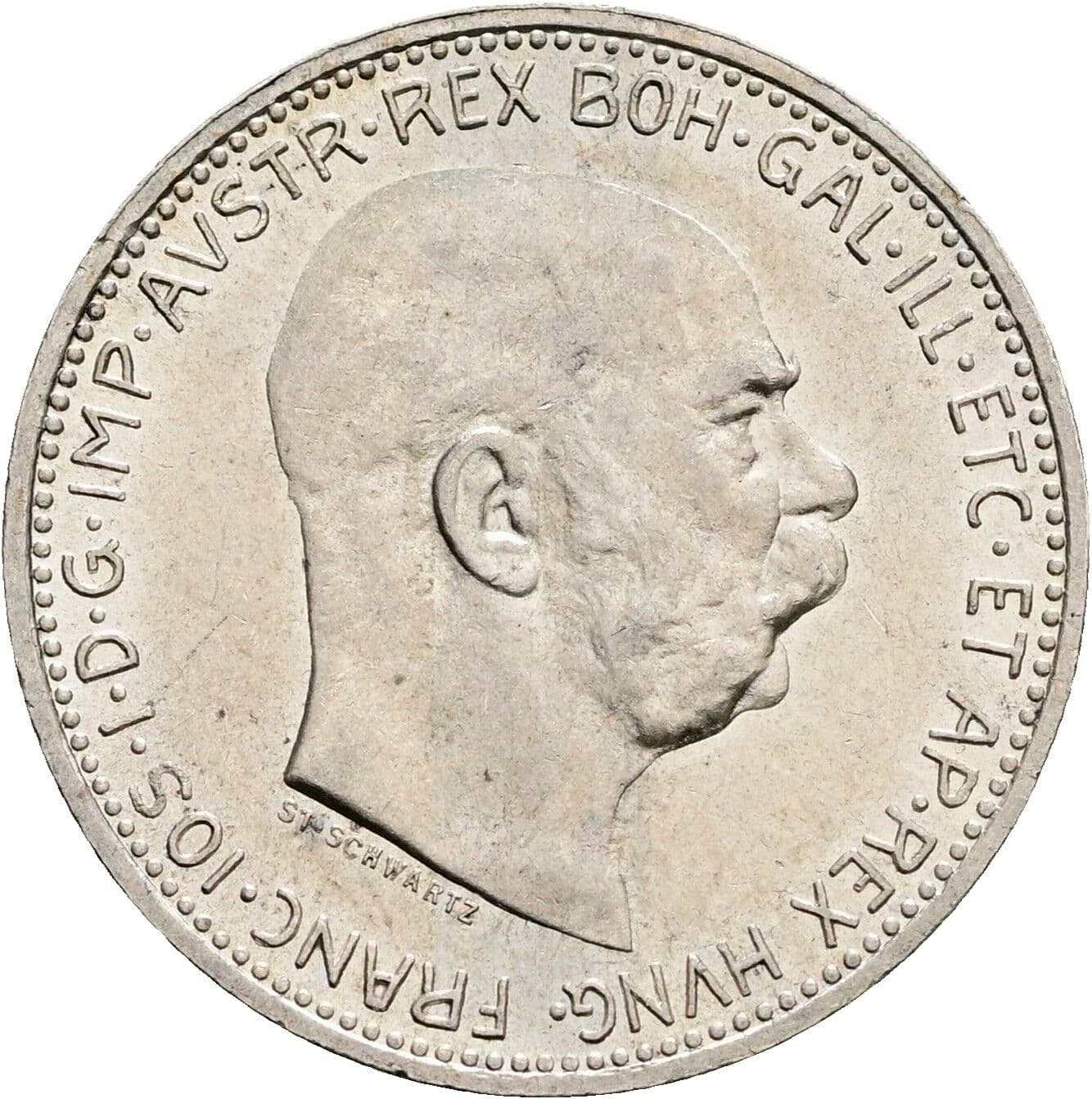 1 Krone Franz Joseph I. 1848-1916 1915 – Vorderseite