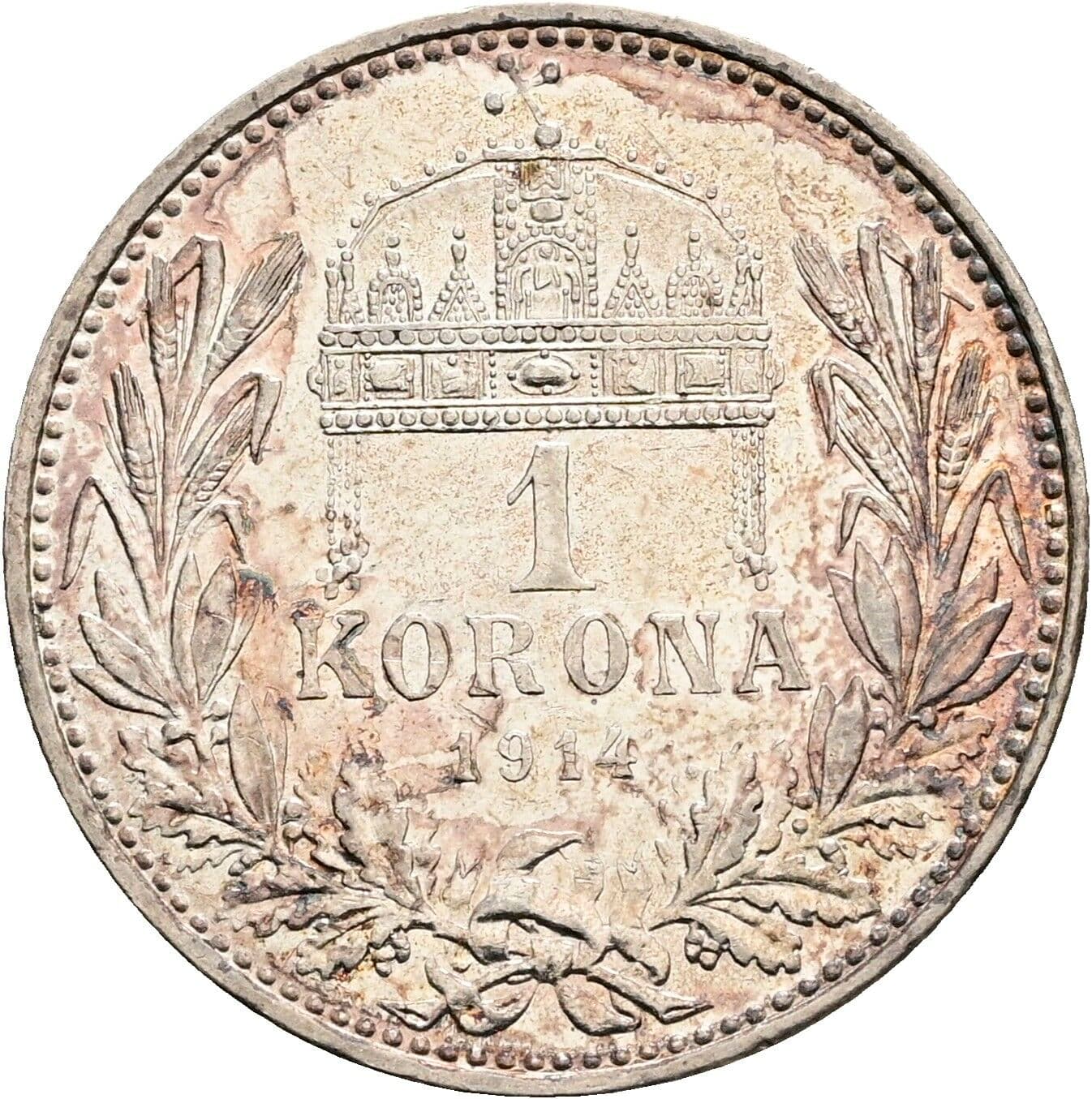 1 Korona Franz Joseph I. 1848-1916 1914 KB, Kremnitz – Rückseite
