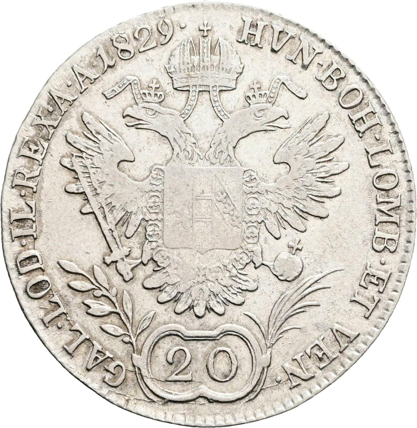 20 Kreuzer Franz II. (I). 1792-1835 1829 B, Kremnitz – Rückseite
