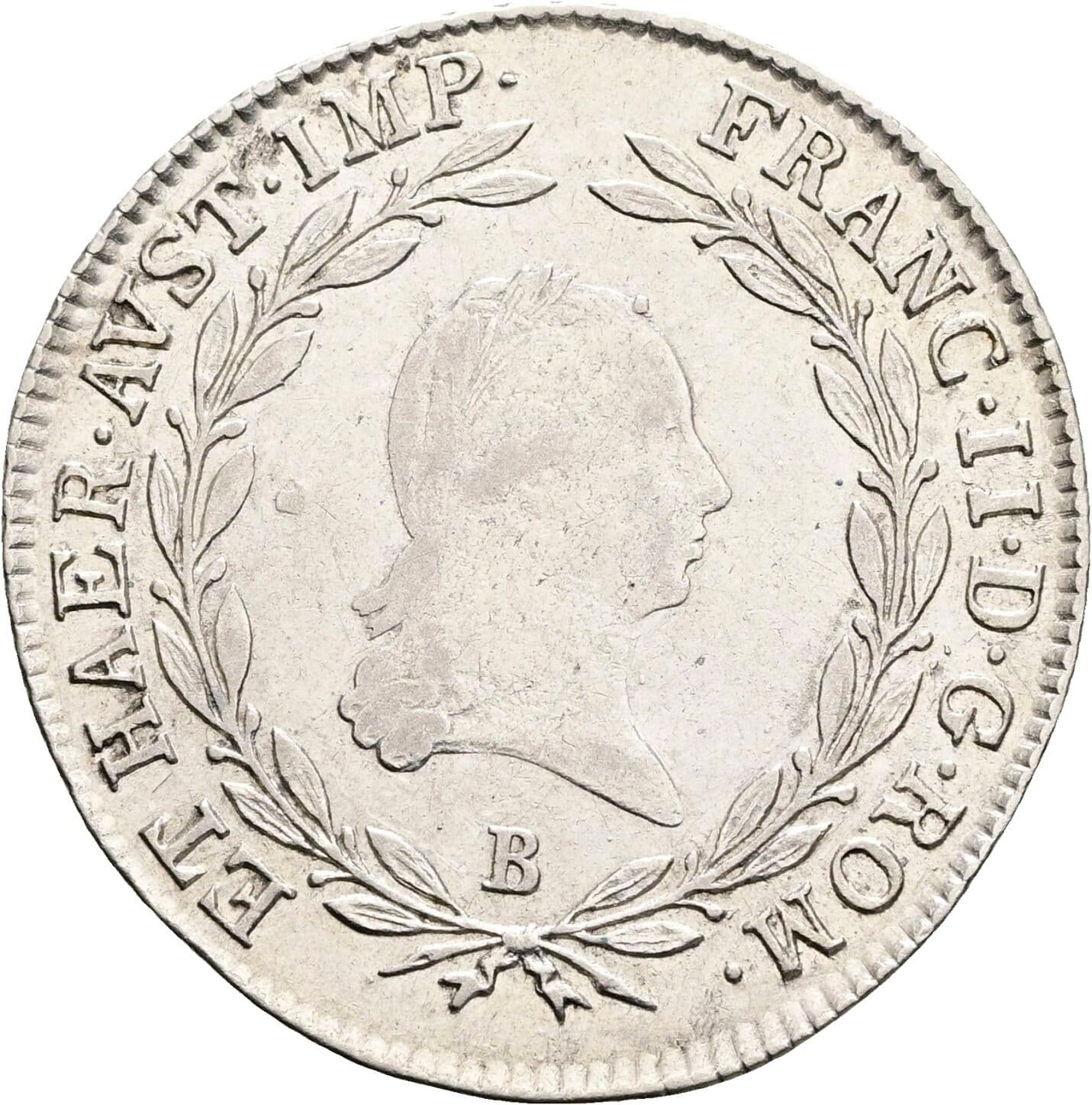 20 Kreuzer Franz II. (I). 1792-1835 1805 B, Kremnitz – Vorderseite