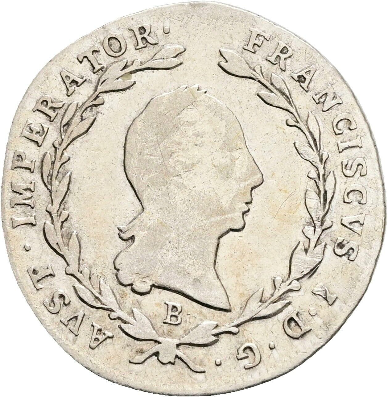 5 Kreuzer Franz II. (I). 1792-1835 1820 B, Kremnitz – Vorderseite