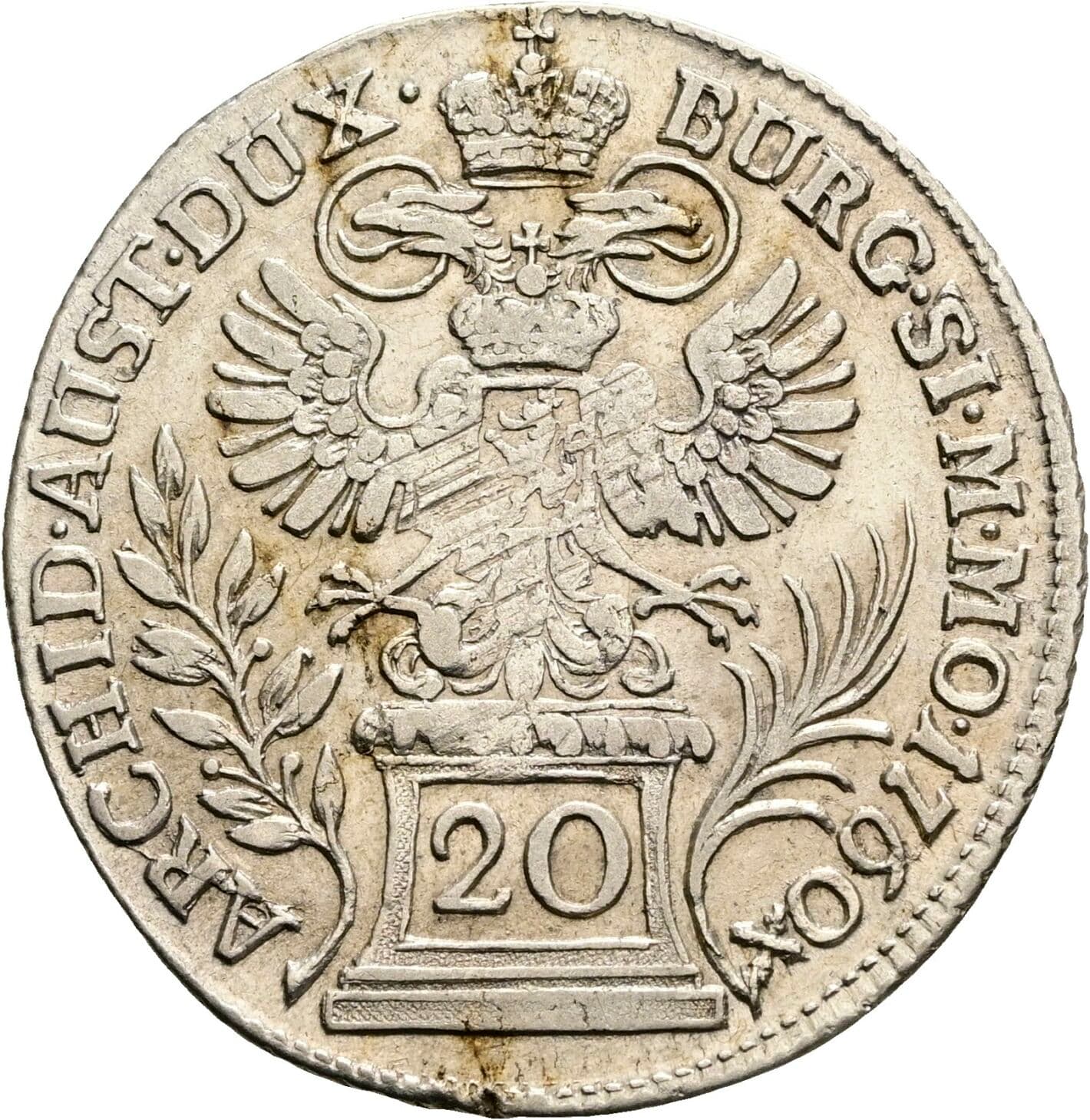20 Kreuzer Maria Theresia 1740-1780 1760 Prag – Rückseite