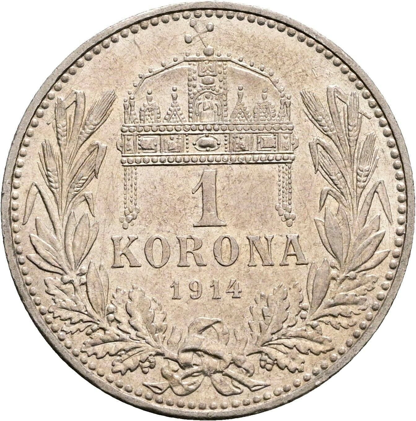 1 Korona Franz Joseph I. 1848-1916 1914 KB, Kremnitz – Rückseite