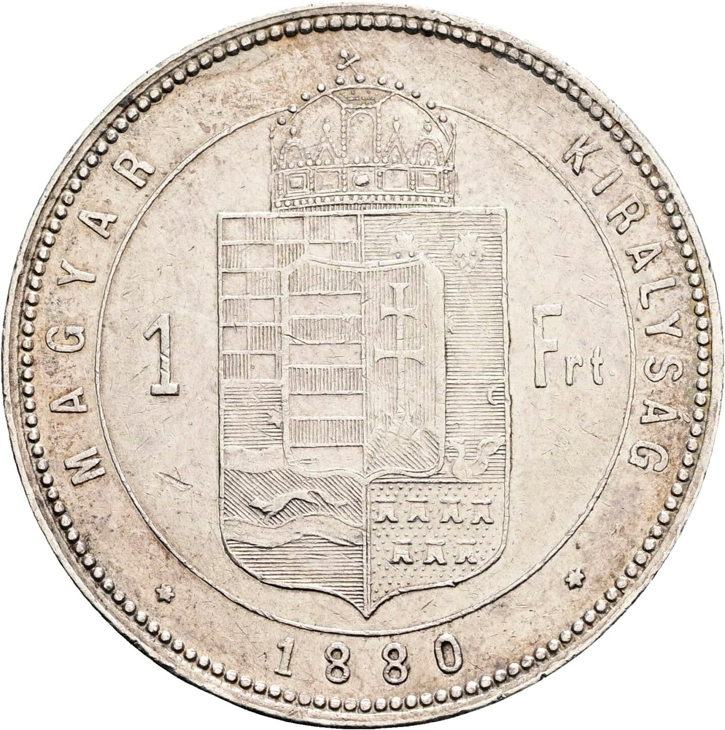 1 Forint Franz Joseph I. 1848-1916 1880 KB, Kremnitz – Rückseite