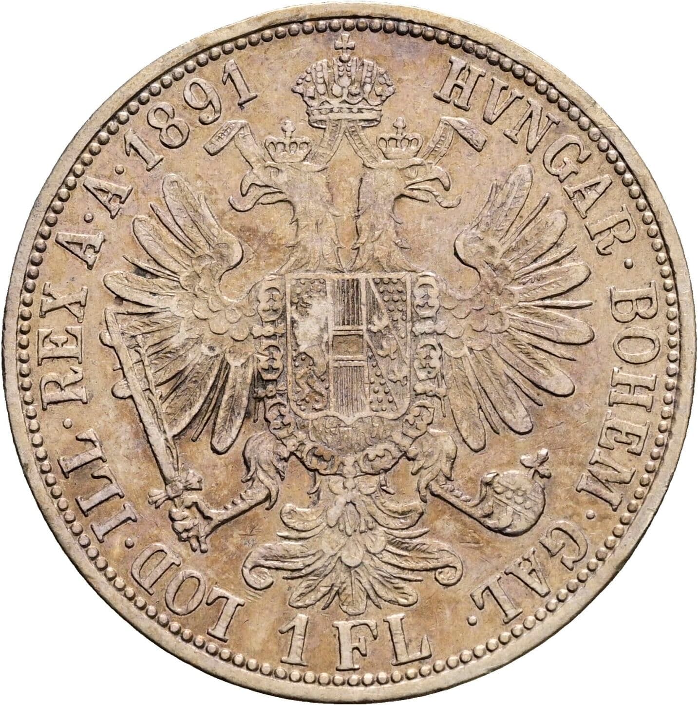 1 Gulden Franz Joseph I. 1848-1916 1891 – Rückseite