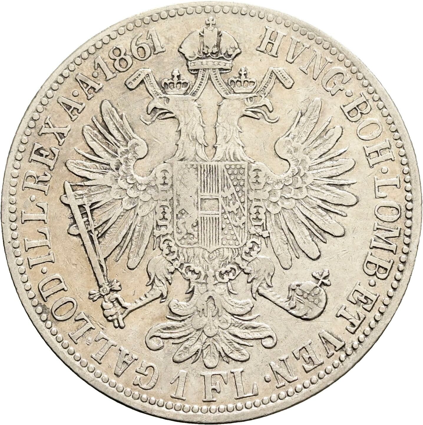 Gulden Franz Joseph I. 1848-1916 1861 A – Rückseite
