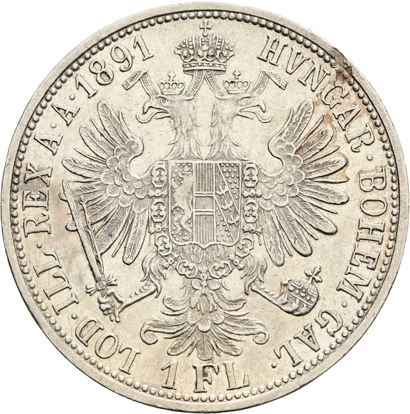 1 Gulden Franz Joseph I. 1848-1916 1891 – Rückseite