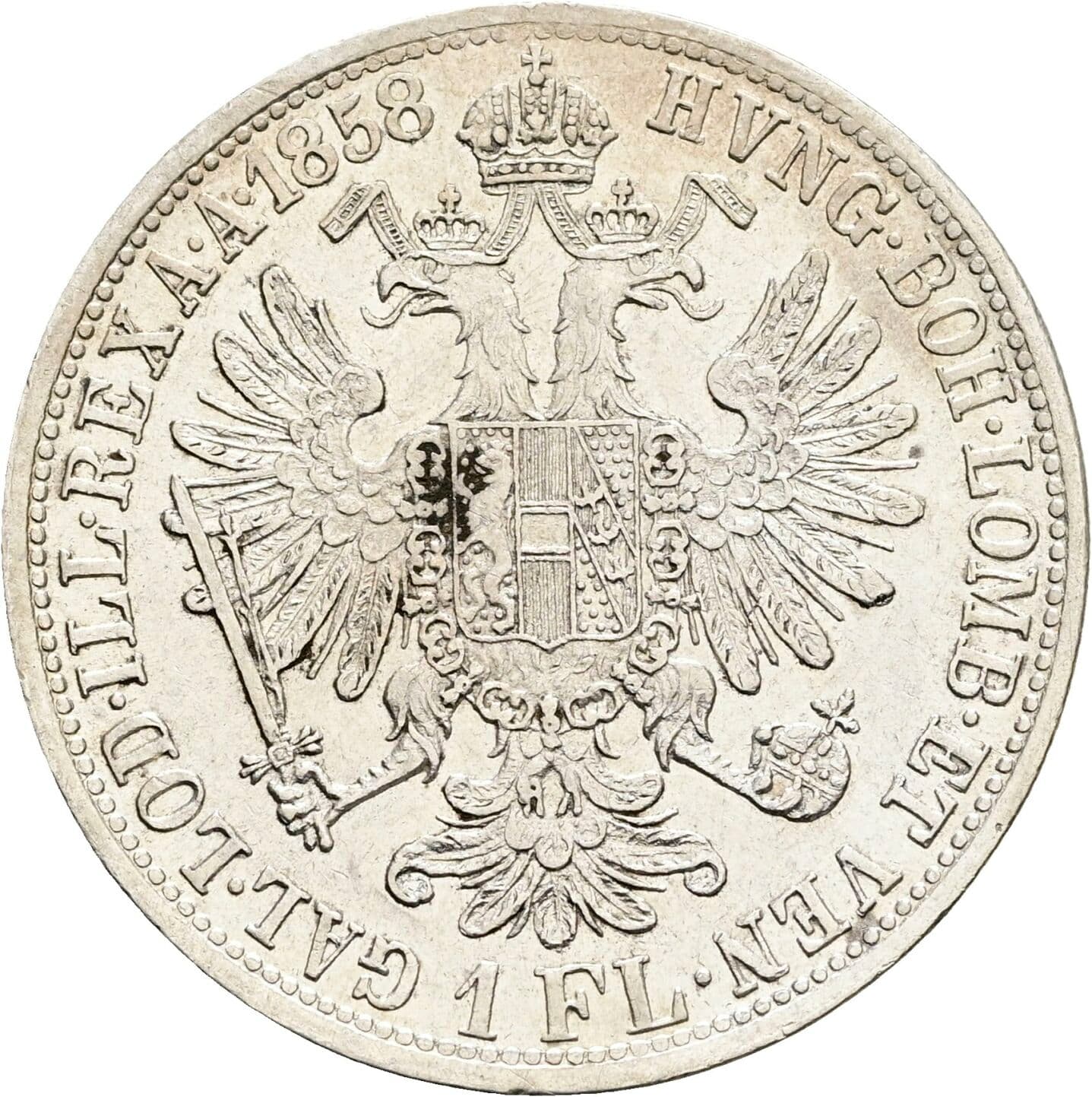 1 Gulden Franz Joseph I. 1848-1916 1858 A, Wien – Rückseite