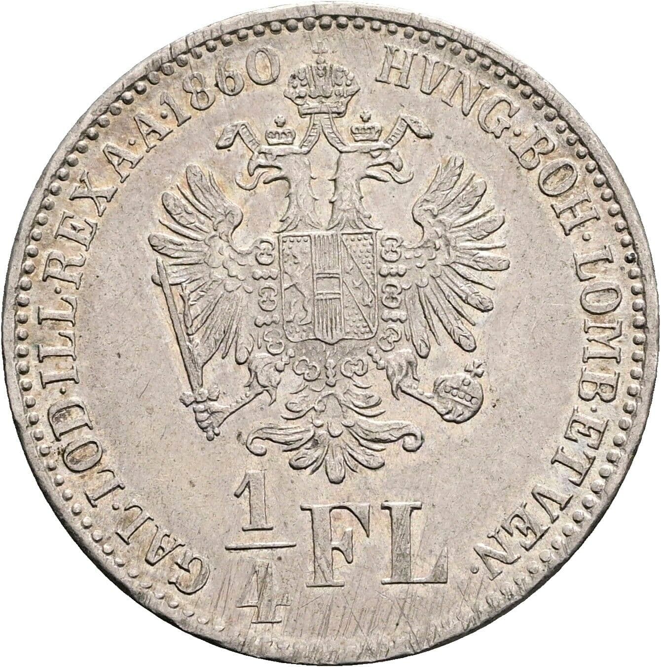 1/4 Gulden Franz Joseph I. 1848-1916 1860 B, Kremnitz – Rückseite