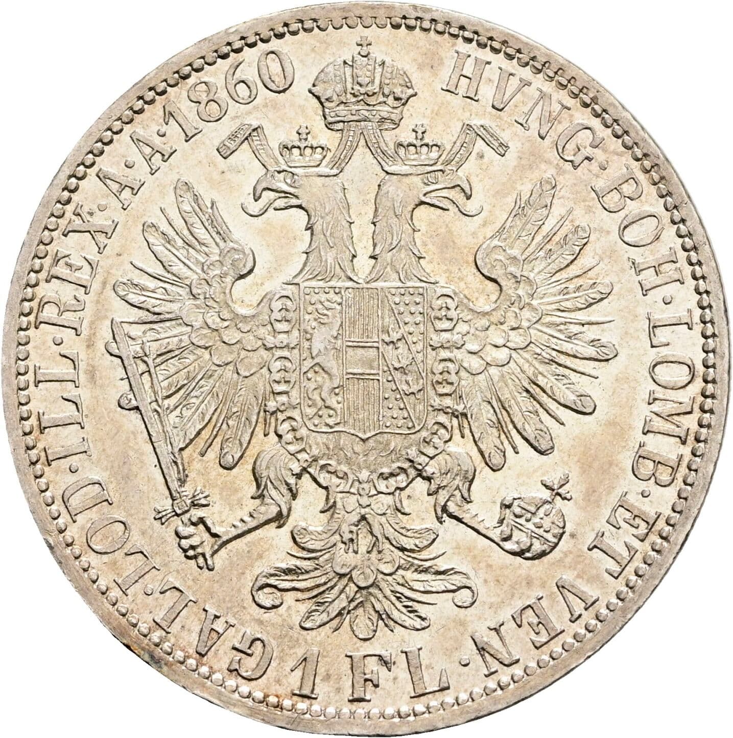 1 Gulden Franz Joseph I. 1848-1916 1860 A, Wien – Rückseite