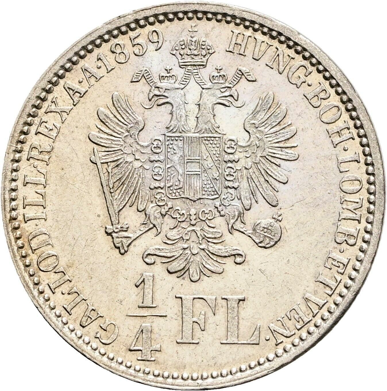 1/4 Gulden Franz Joseph I. 1848-1916 1859 A, Wien – Rückseite