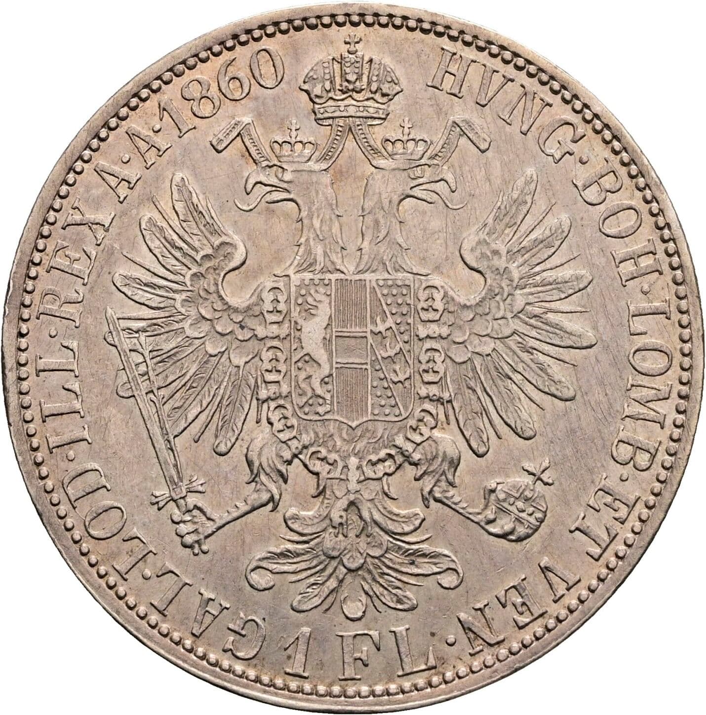 Gulden Franz Joseph I. 1848-1916 1860 A – Rückseite