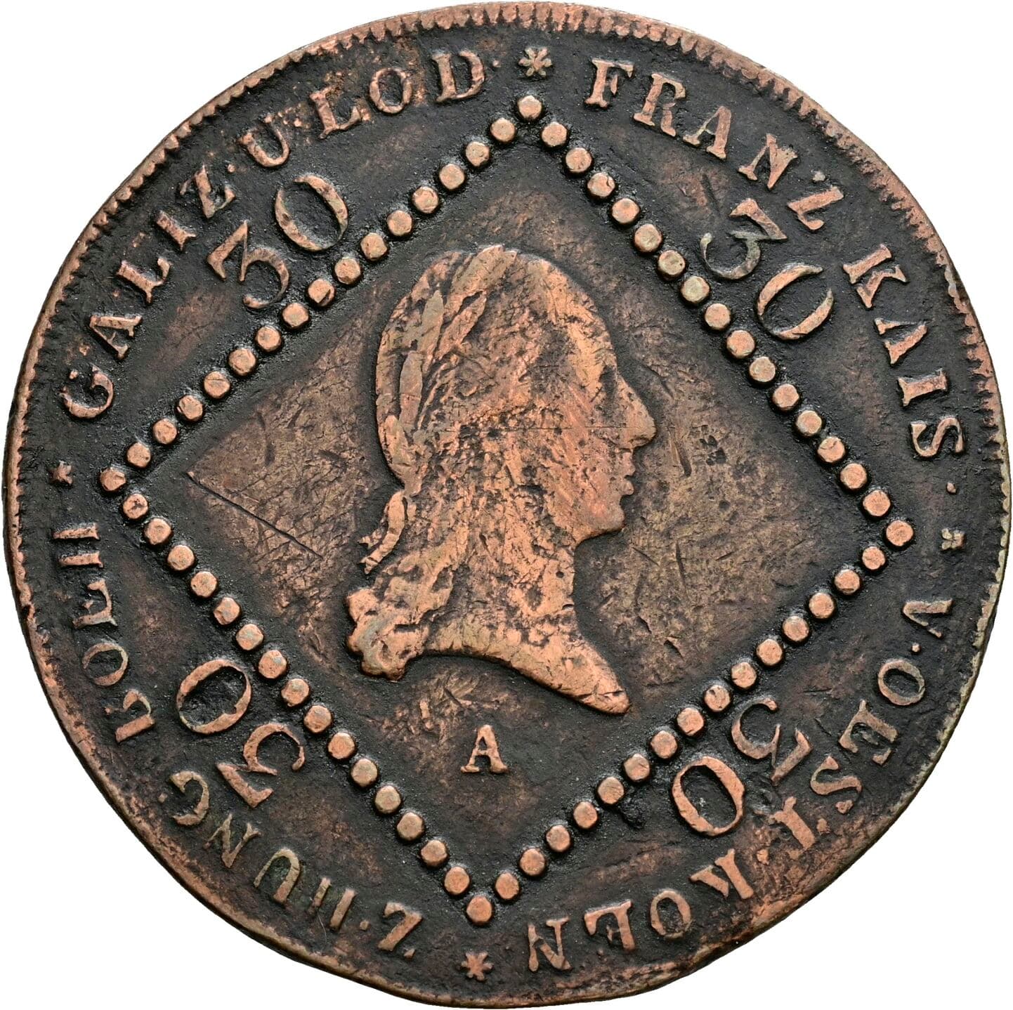30 Kreuzer Franz II. (I). 1792-1835 1807 A – Vorderseite