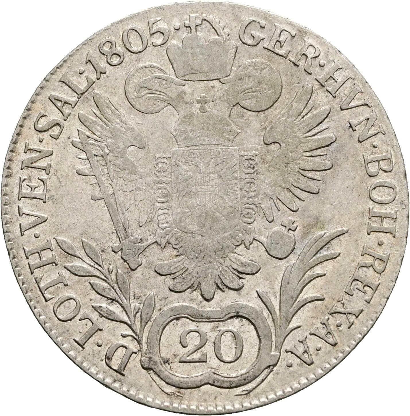 20 Kreuzer Franz II. (I). 1792-1835 1805 B – Rückseite