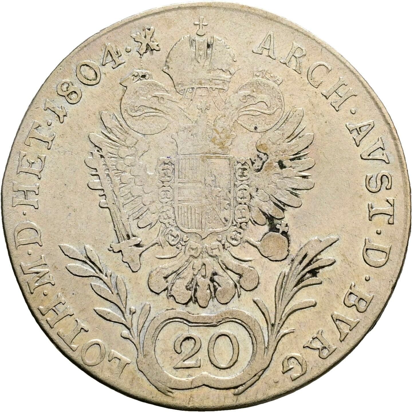 20 Kreuzer Franz II. (I). 1792-1835 1804 G – Rückseite