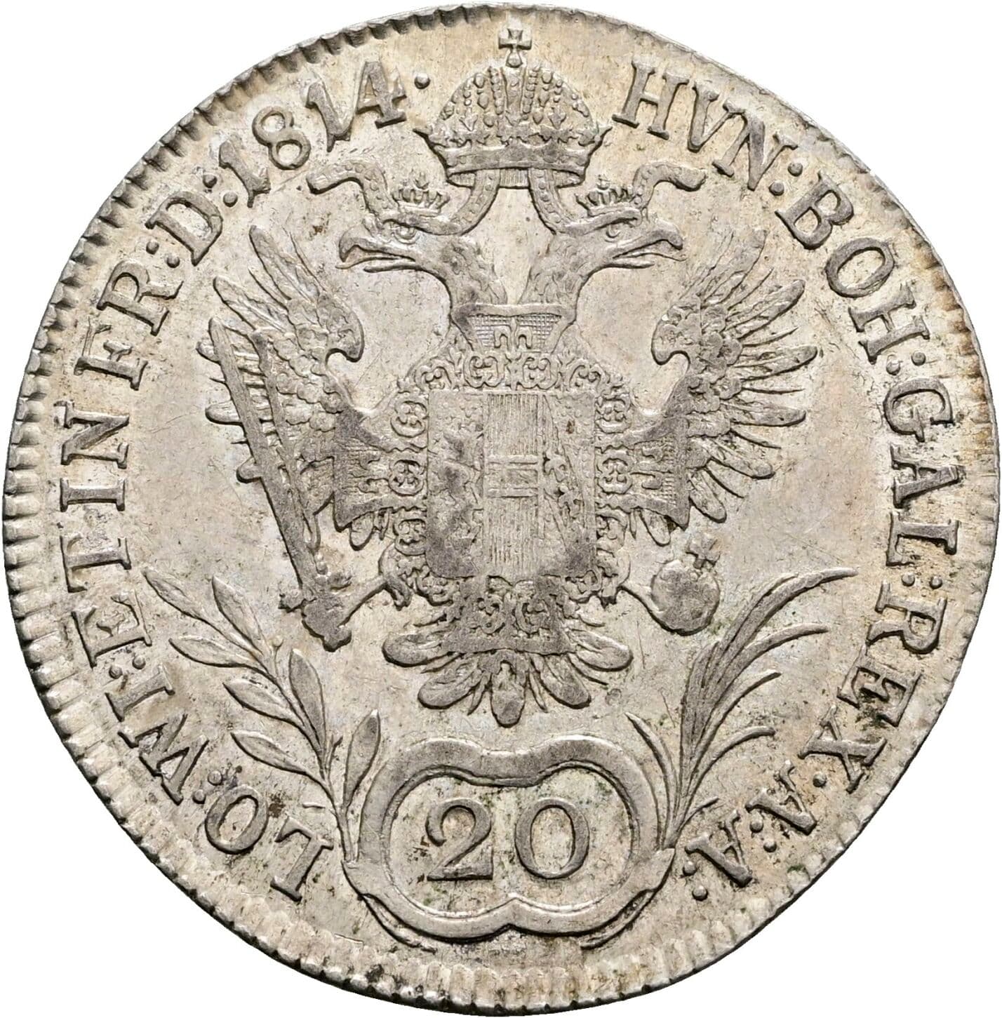 20 Kreuzer Franz II. (I). 1792-1835 1814 A – Rückseite