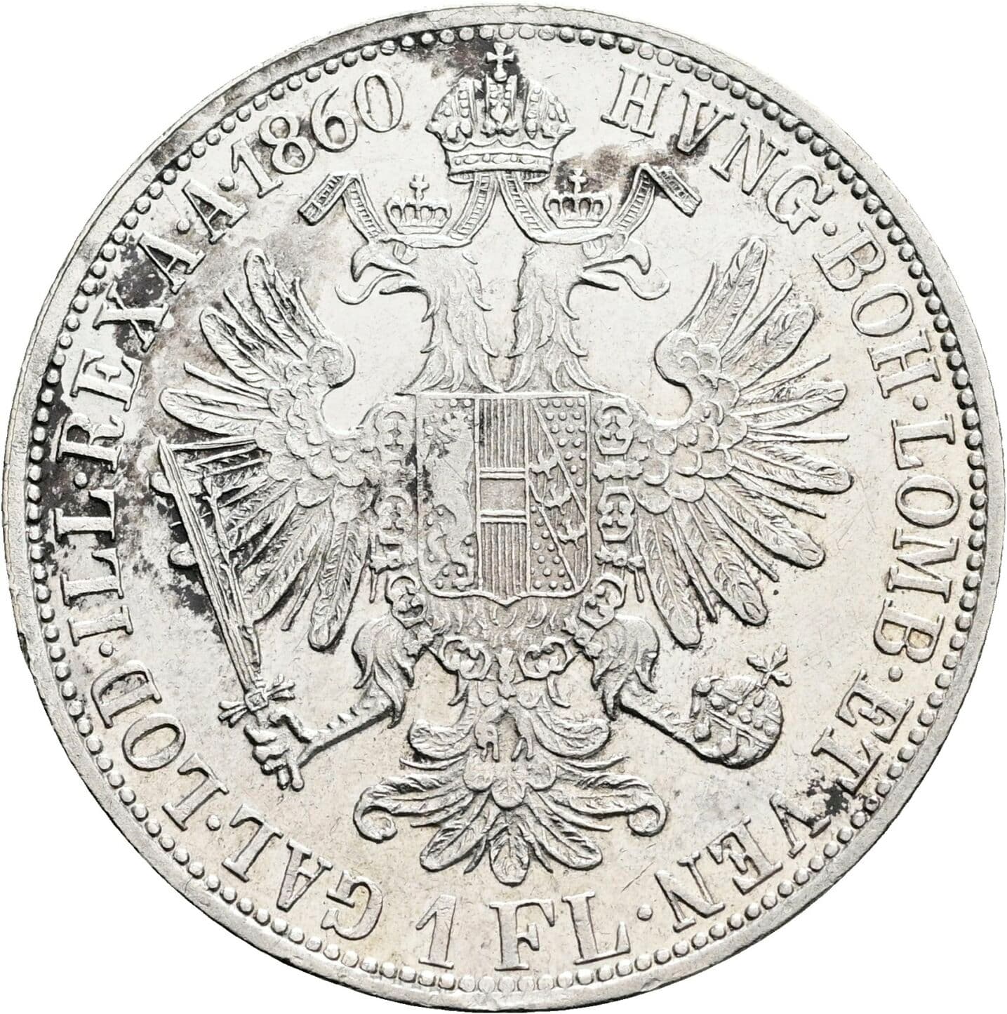 1 Gulden Franz Joseph I. 1848-1916 1860 A, Wien – Rückseite