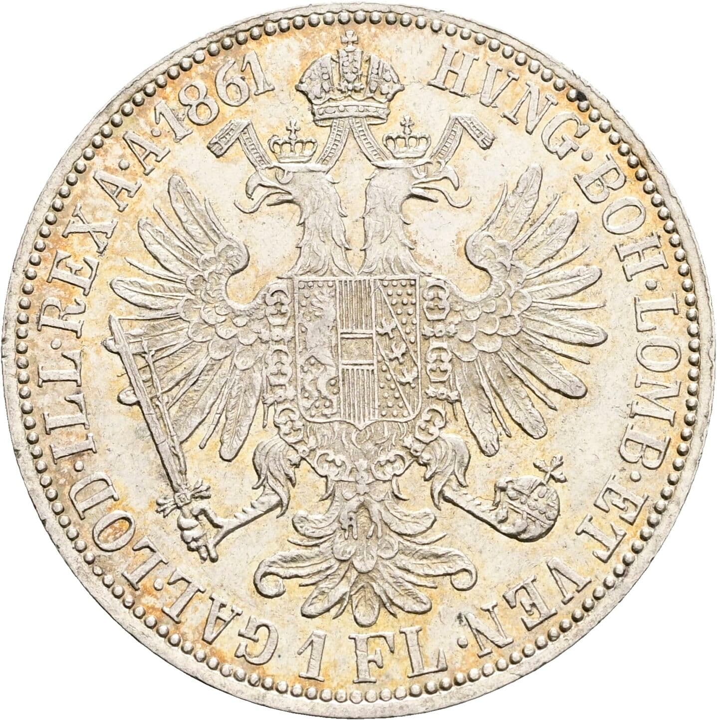 1 Gulden Franz Joseph I. 1848-1916 1861 A – Rückseite