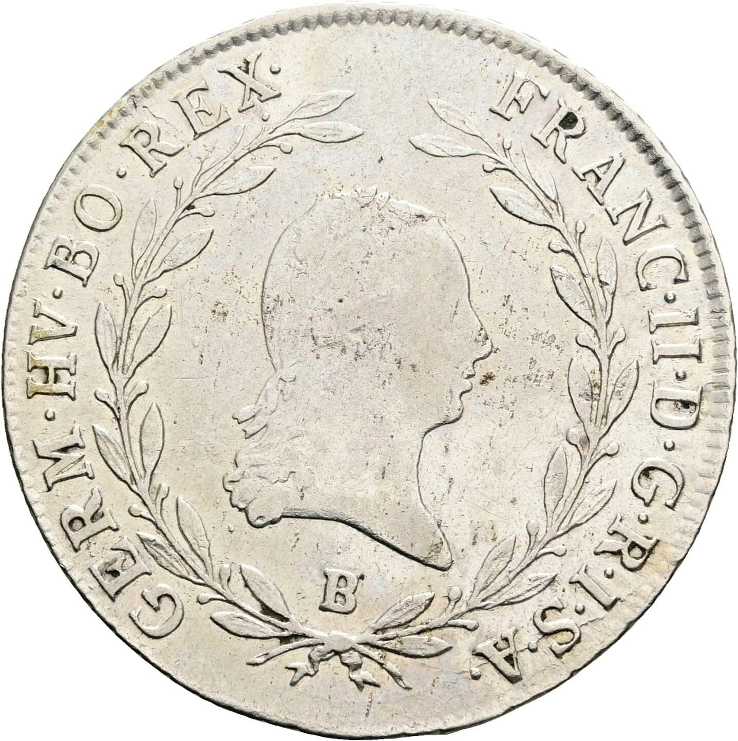 20 Kreuzer Franz II. (I). 1792-1835 1804 B, Kremnitz – Vorderseite