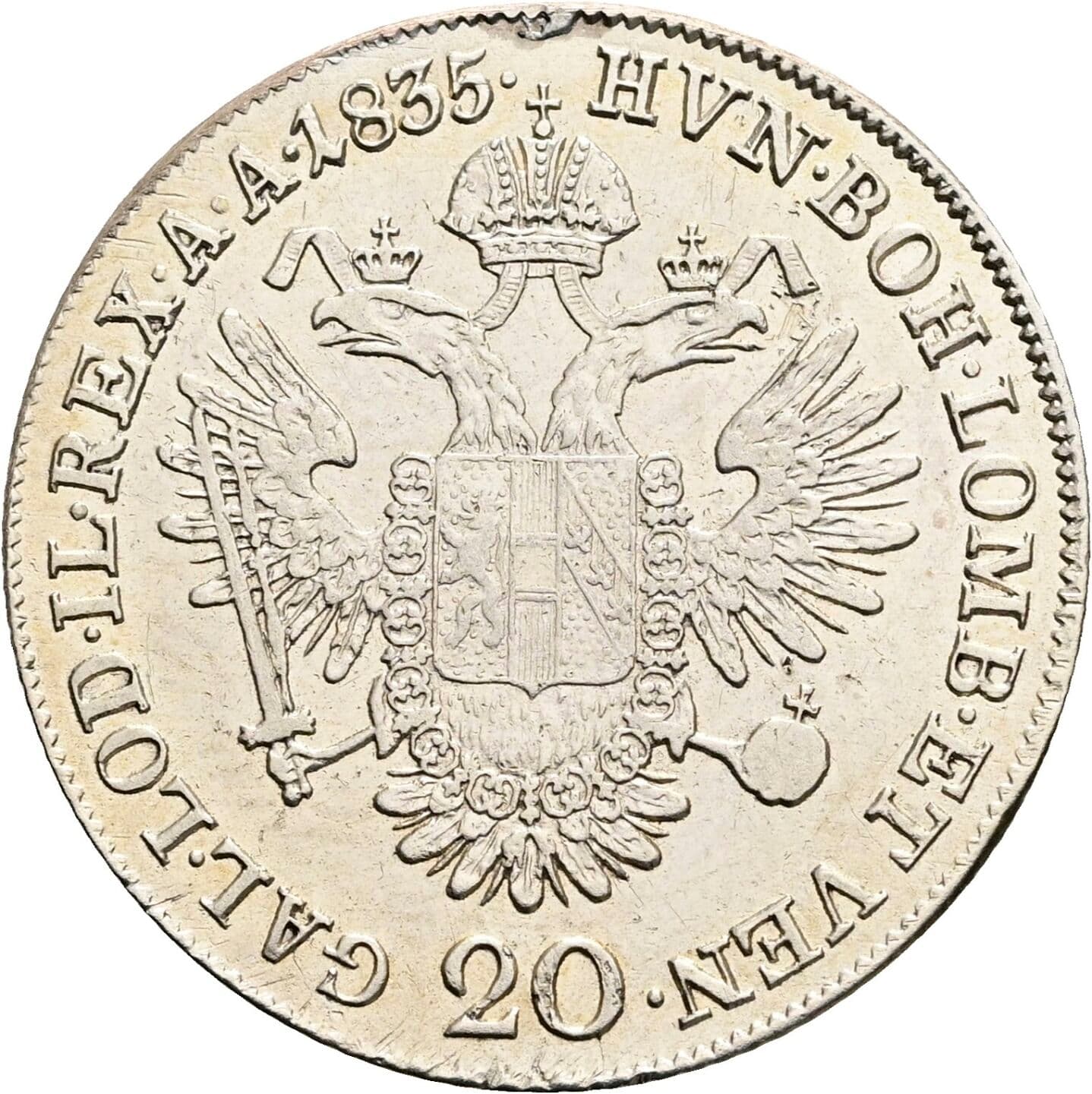 20 Kreuzer Franz II. (I). 1792-1835 1835 C, Prag – Rückseite