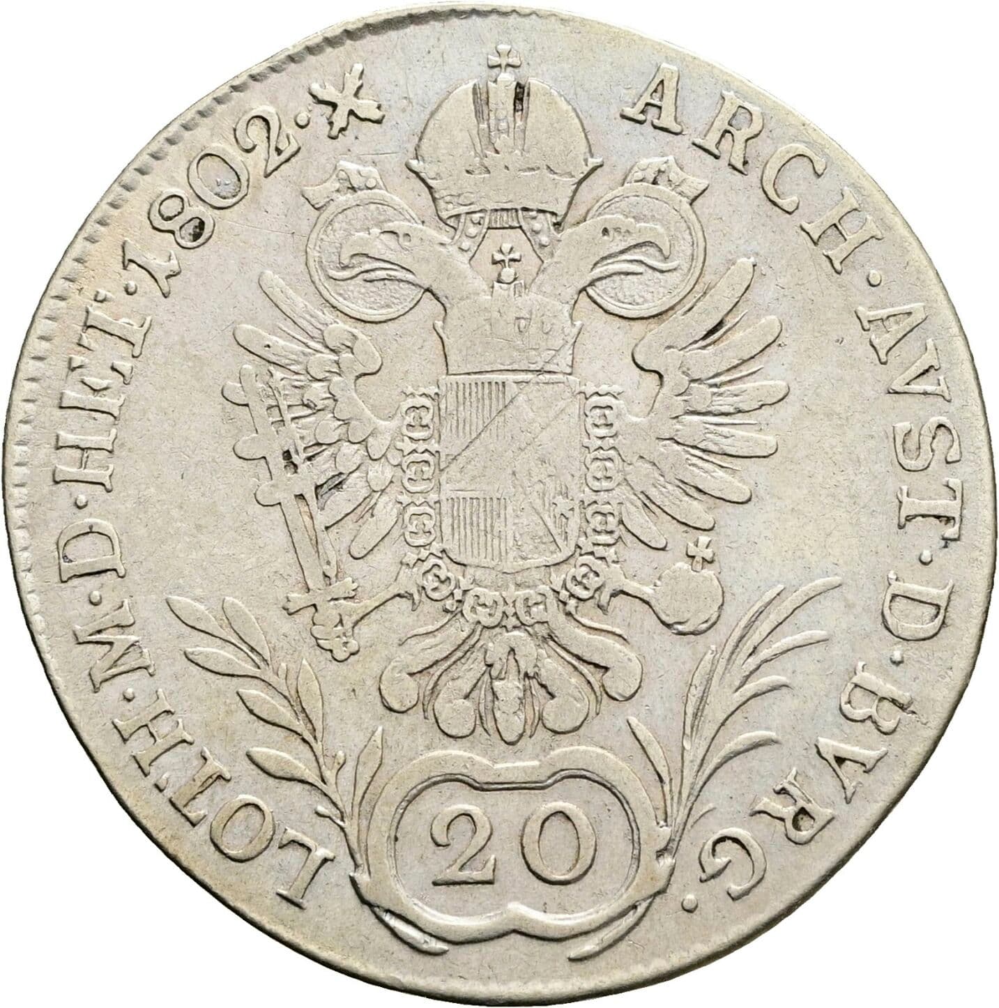 20 Kreuzer Franz II. (I). 1792-1835 1802 A, Wien – Rückseite