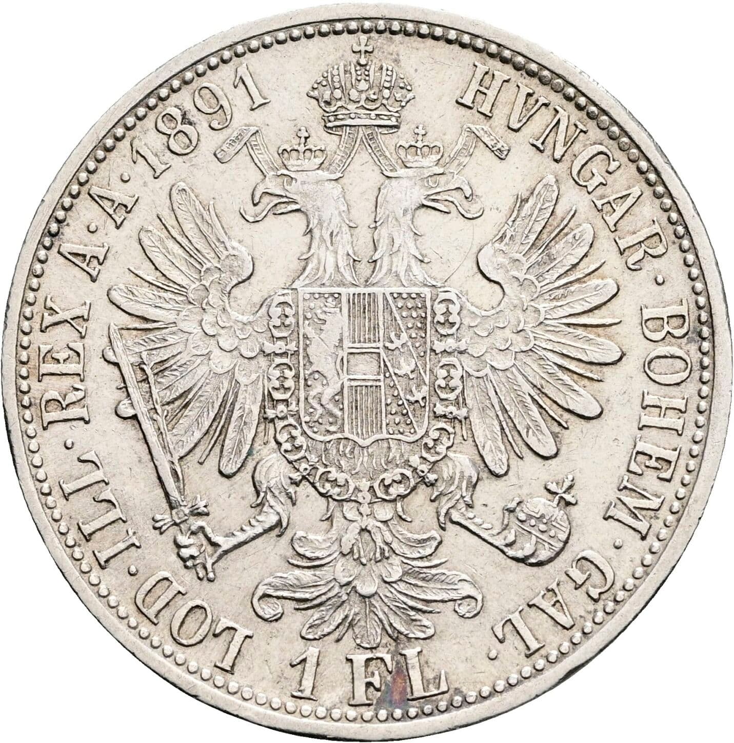 1 Gulden Franz Joseph I. 1848-1916 1891 – Rückseite
