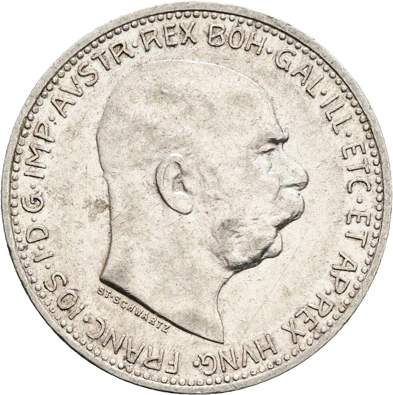 1 Krone Franz Joseph I. 1848-1916 1912 – Vorderseite