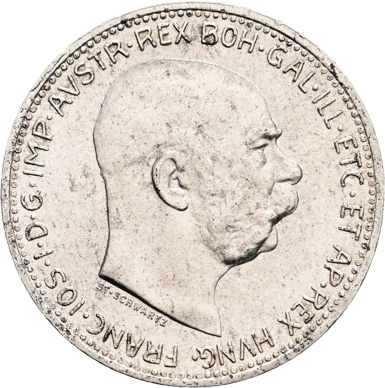 1 Krone Franz Joseph I. 1848-1916 1915 – Vorderseite