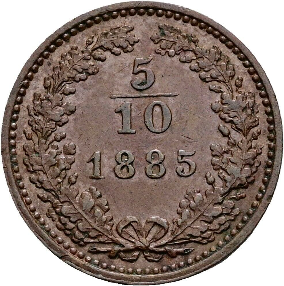 5/10 Kreuzer Franz Joseph I. 1848-1916 1885 – Vorderseite