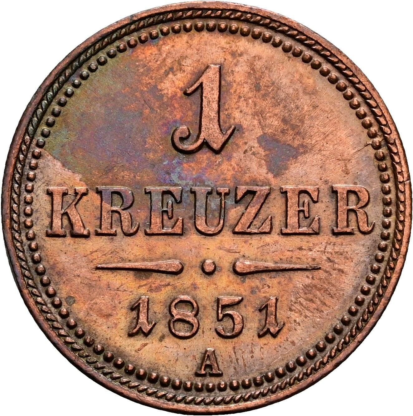 1 Kreuzer Franz Joseph I. 1848-1916 1851 A, Wien – Vorderseite