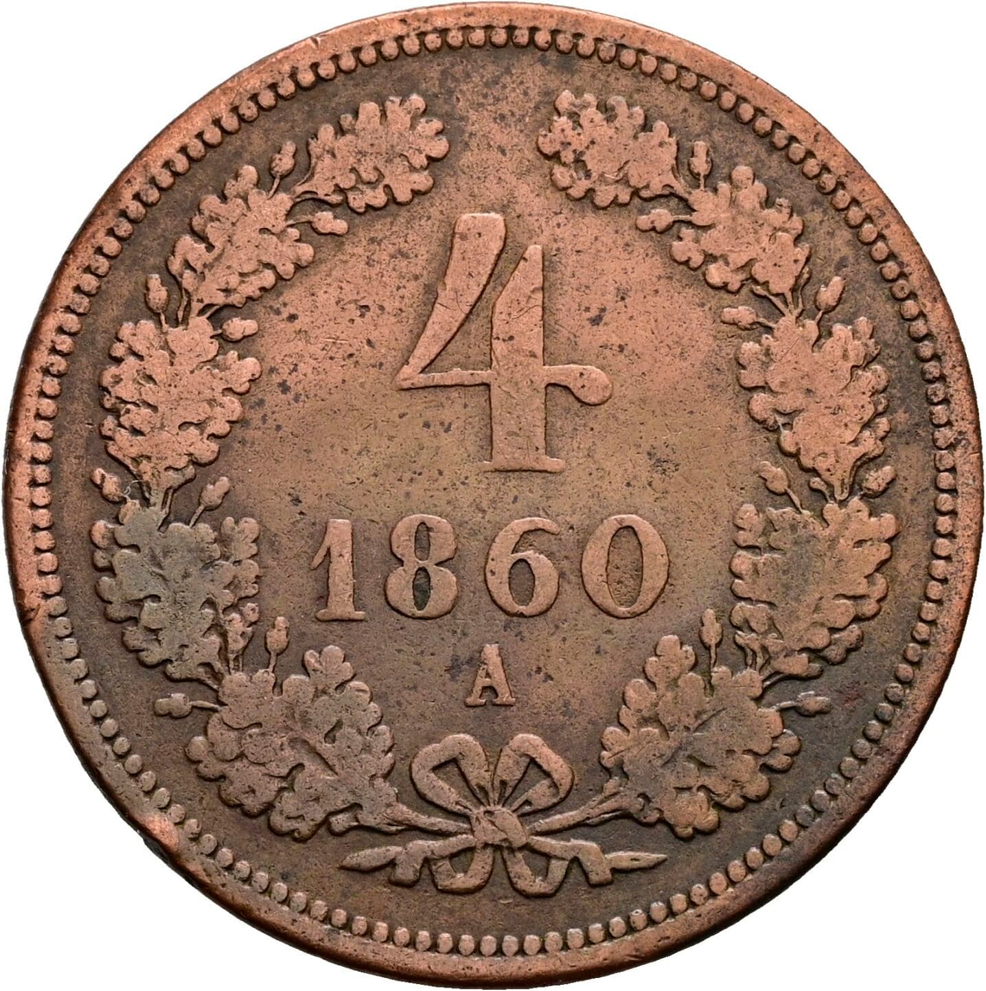 4 Kreuzer Franz Joseph I. 1848-1916 1860 A – Vorderseite