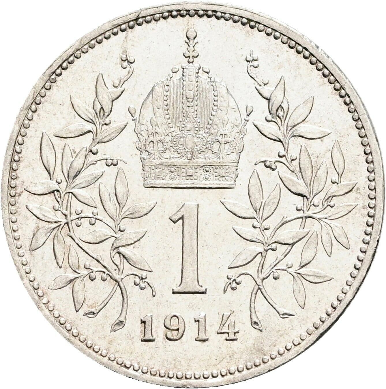 1 Krone Franz Joseph I. 1848-1916 1914 – Rückseite