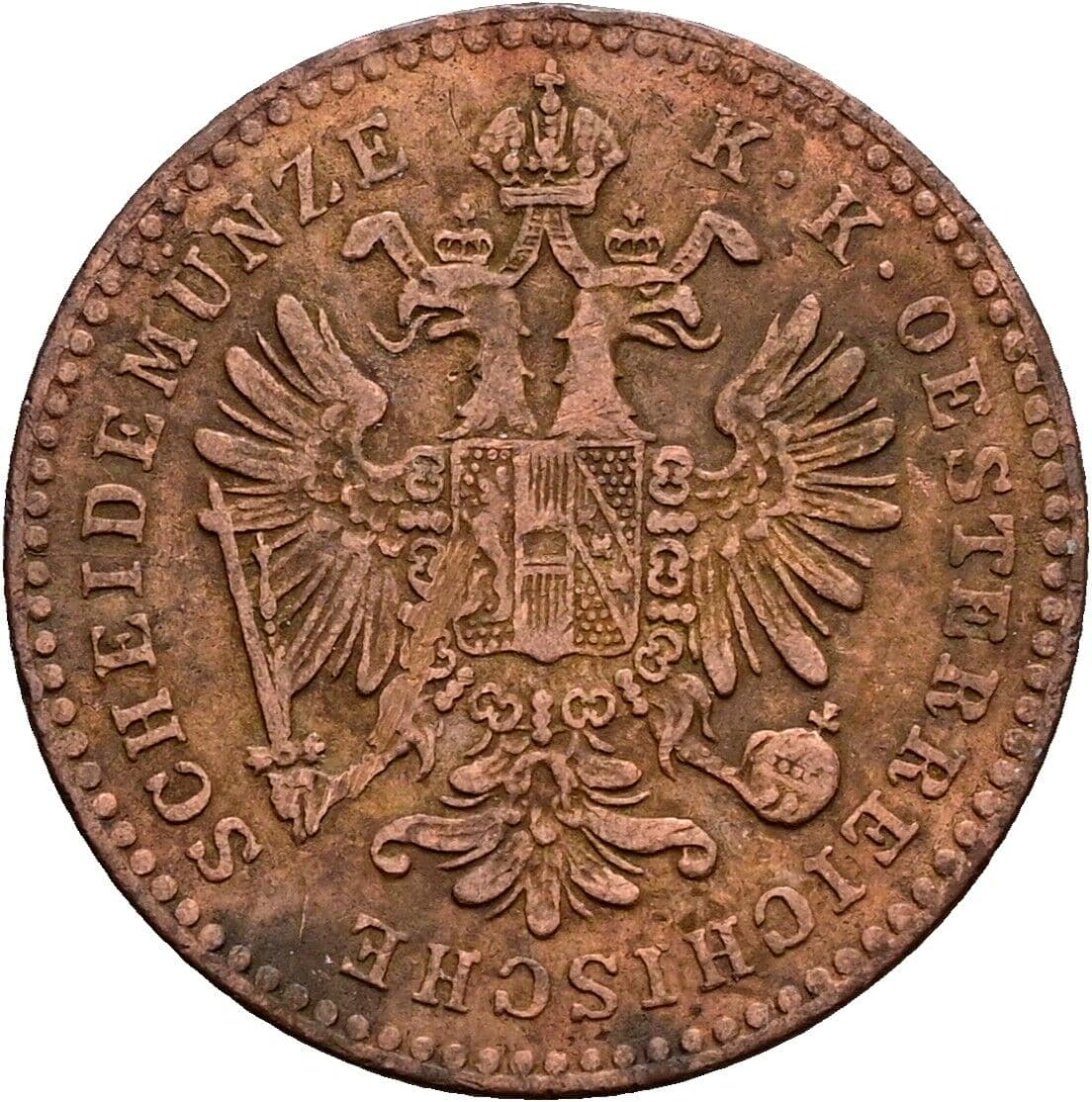 1 Kreuzer Franz Joseph I. 1848-1916 1860 B, Kremnitz – Rückseite