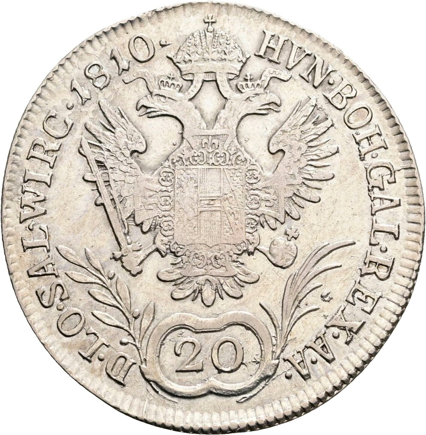 20 Kreuzer Franz II.(I.) 1792-1835 1810 A, Wien – Rückseite