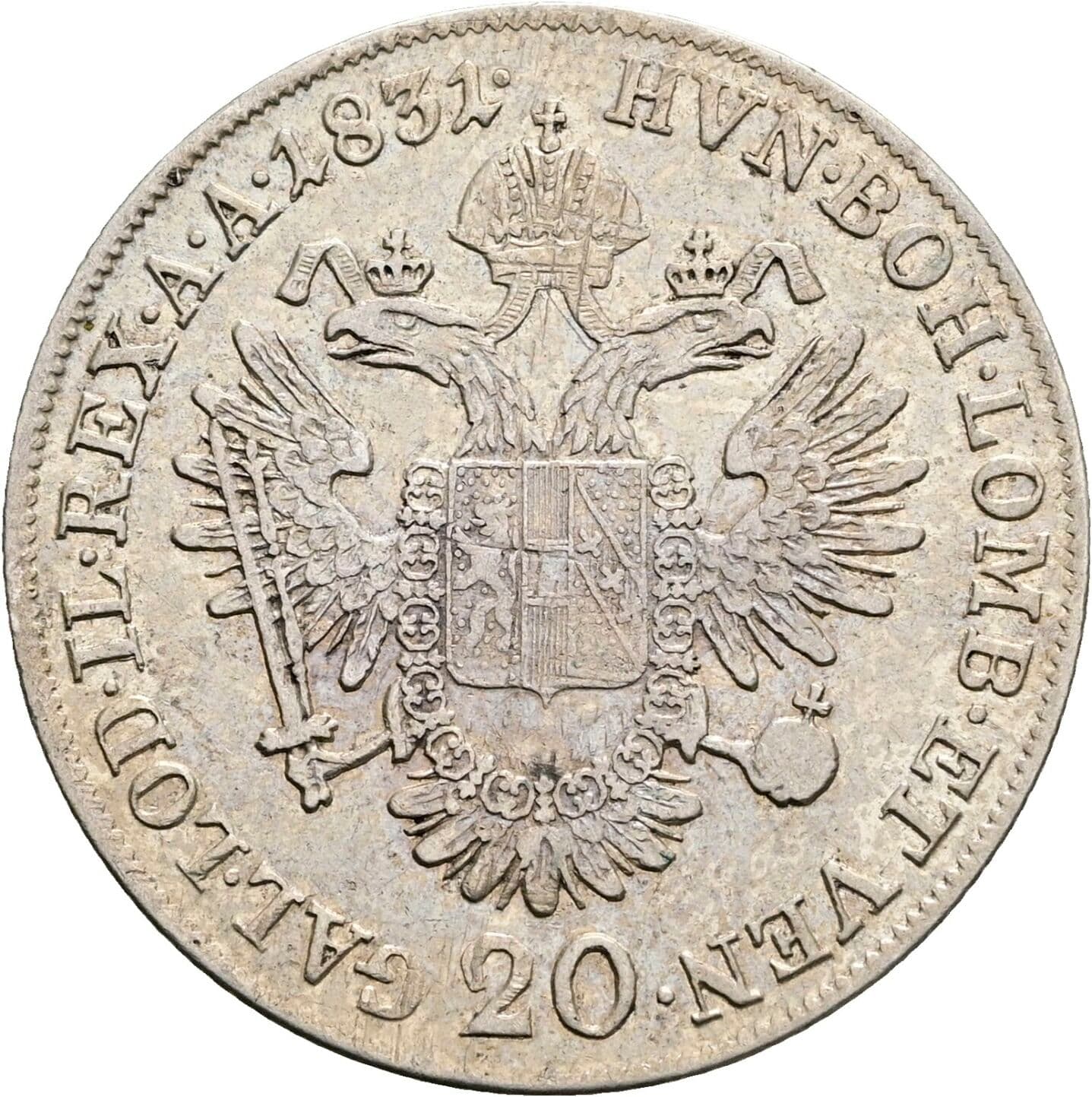 20 Kreuzer Franz II.(I.) 1792-1835 1831 A, Wien – Rückseite
