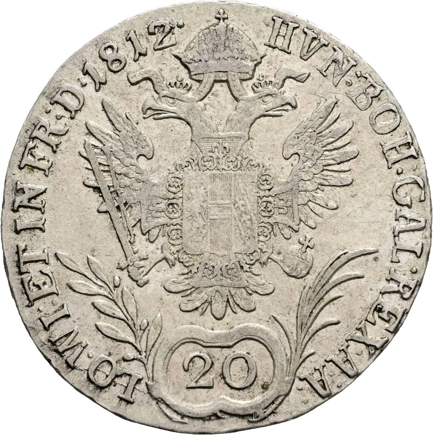20 Kreuzer Franz II.(I.) 1792-1835 1812 E, Karlsburg – Rückseite