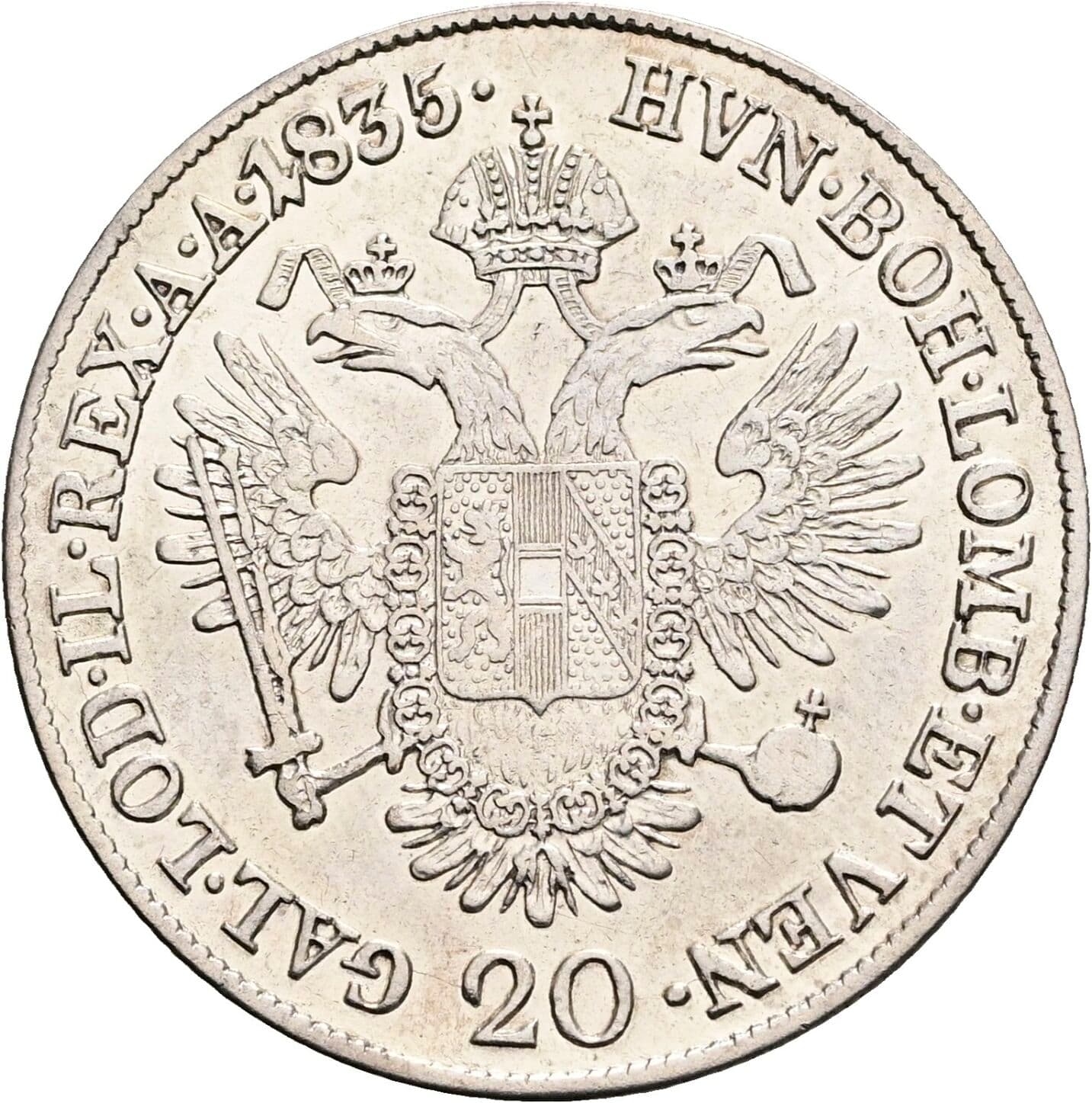 20 Kreuzer Franz II.(I.) 1792-1835 1835 E, Karlsburg – Rückseite
