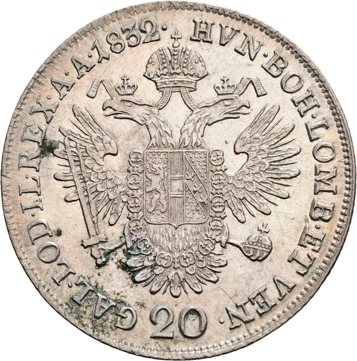 20 Kreuzer Franz II.(I.) 1792-1835 1832 C, Prag – Rückseite