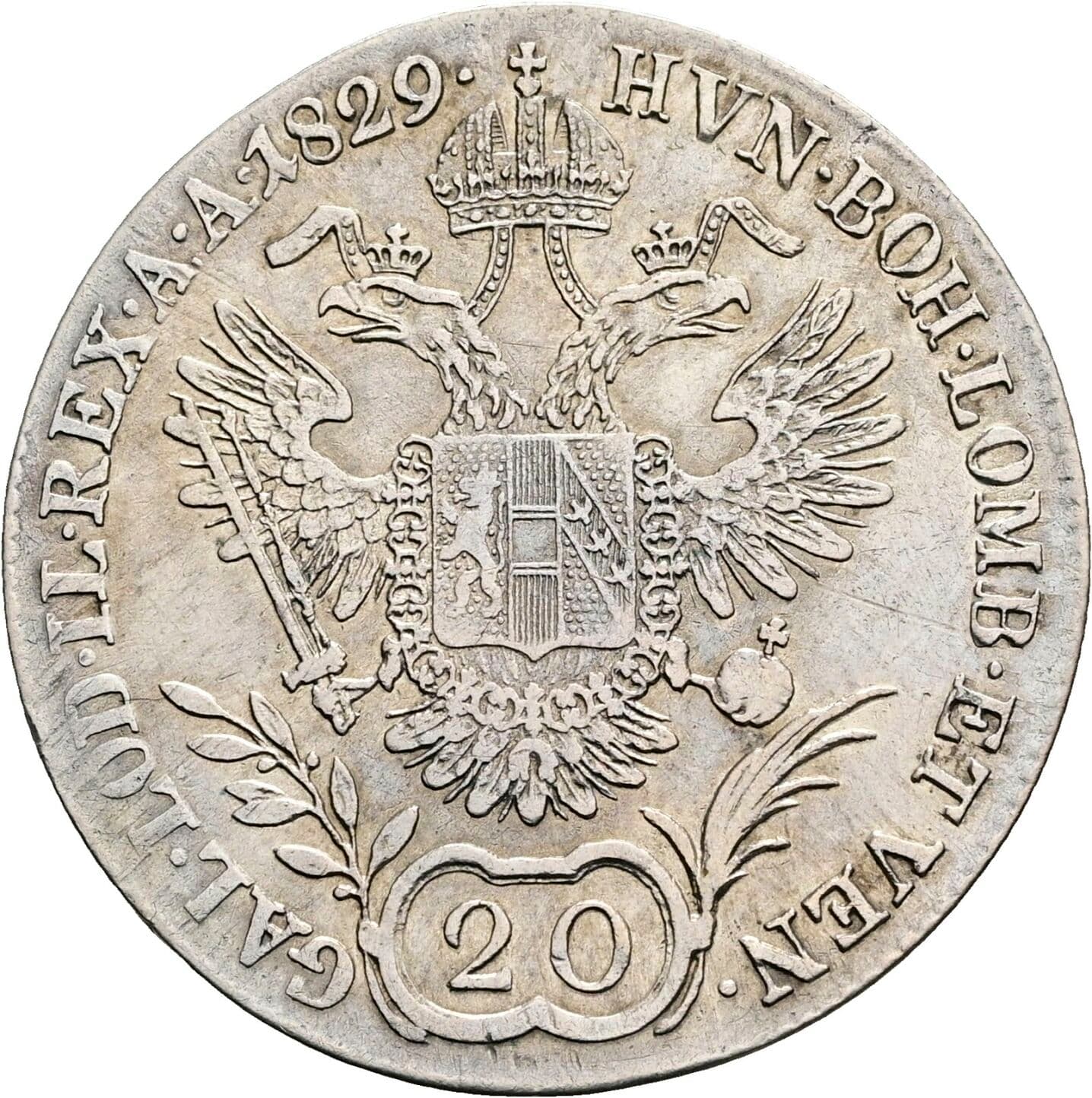 20 Kreuzer Franz II.(I.) 1792-1835 1829 E, Karlsburg – Rückseite