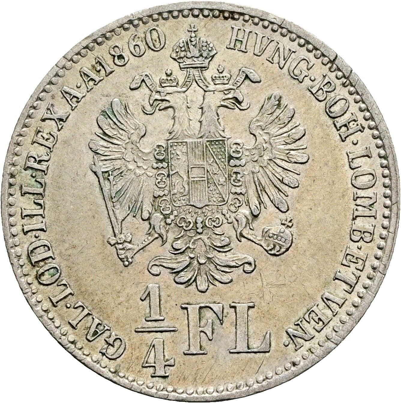 1/4 Gulden Franz Joseph I. 1848-1916 1860 B, Kremnitz – Rückseite