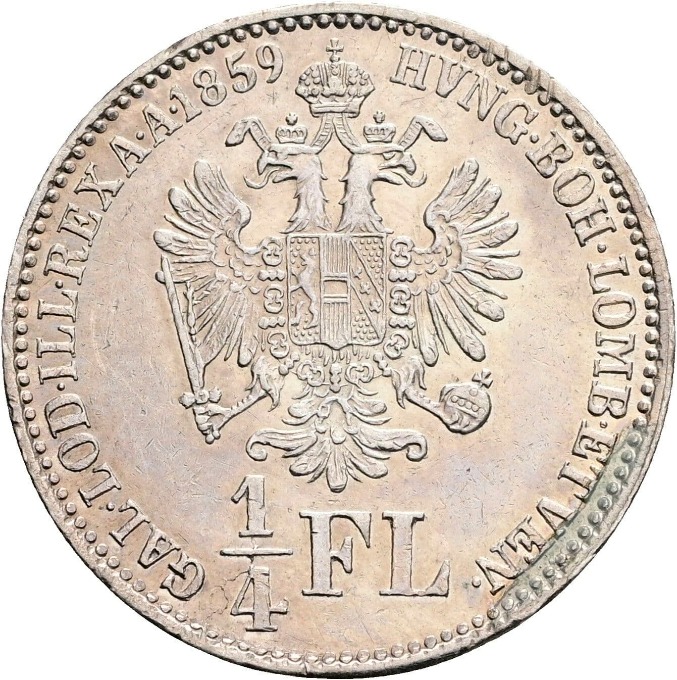 1/4 Gulden Franz Joseph I. 1848-1916 1859 B, Kremnitz – Rückseite