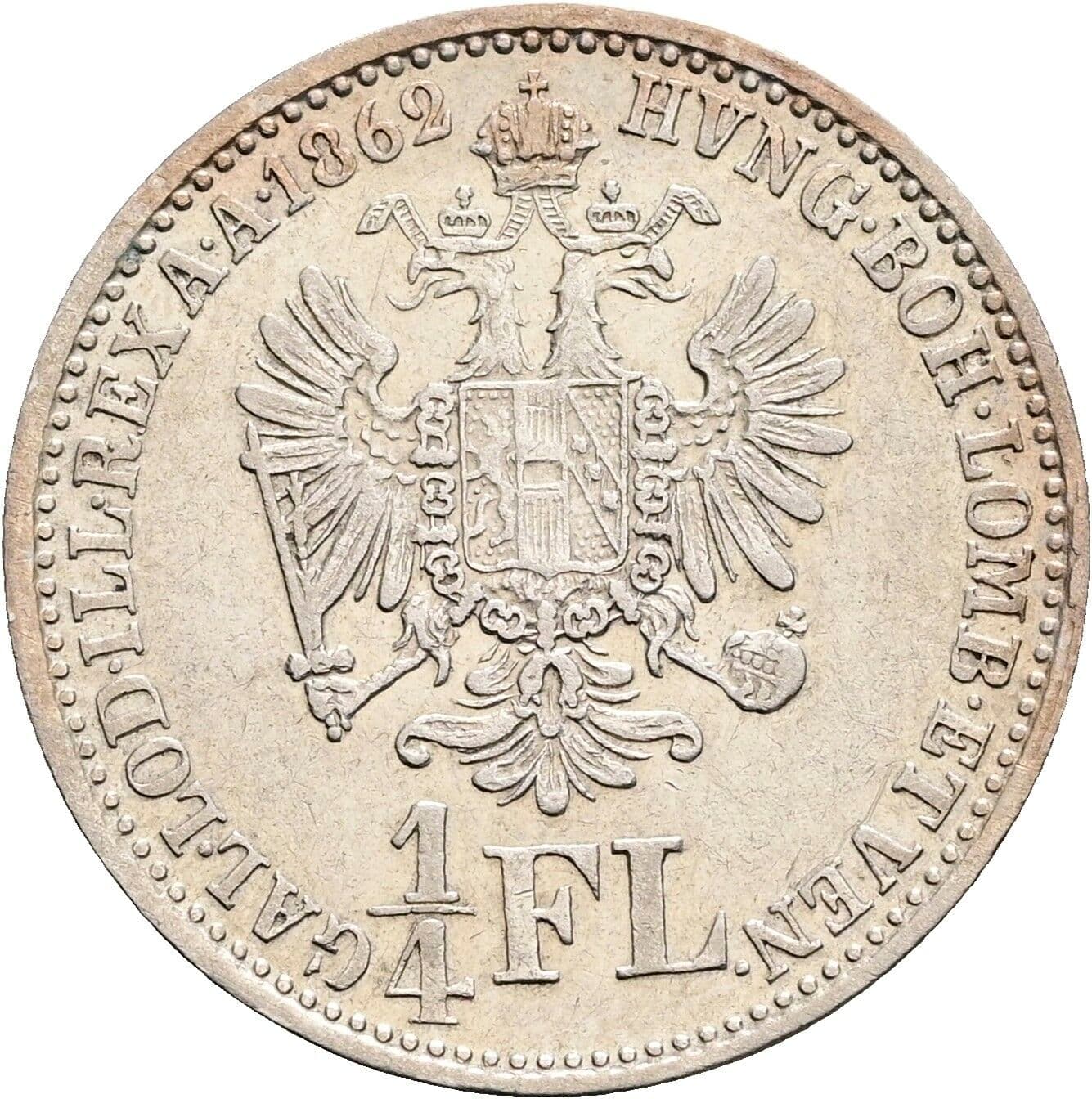 1/4 Gulden Franz Joseph I. 1848-1916 1862 A, Wien – Rückseite