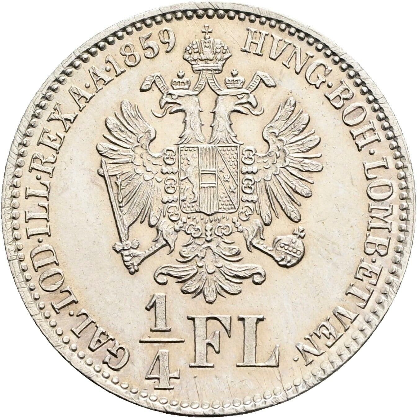1/4 Gulden Franz Joseph I. 1848-1916 1859 B, Kremnitz – Rückseite