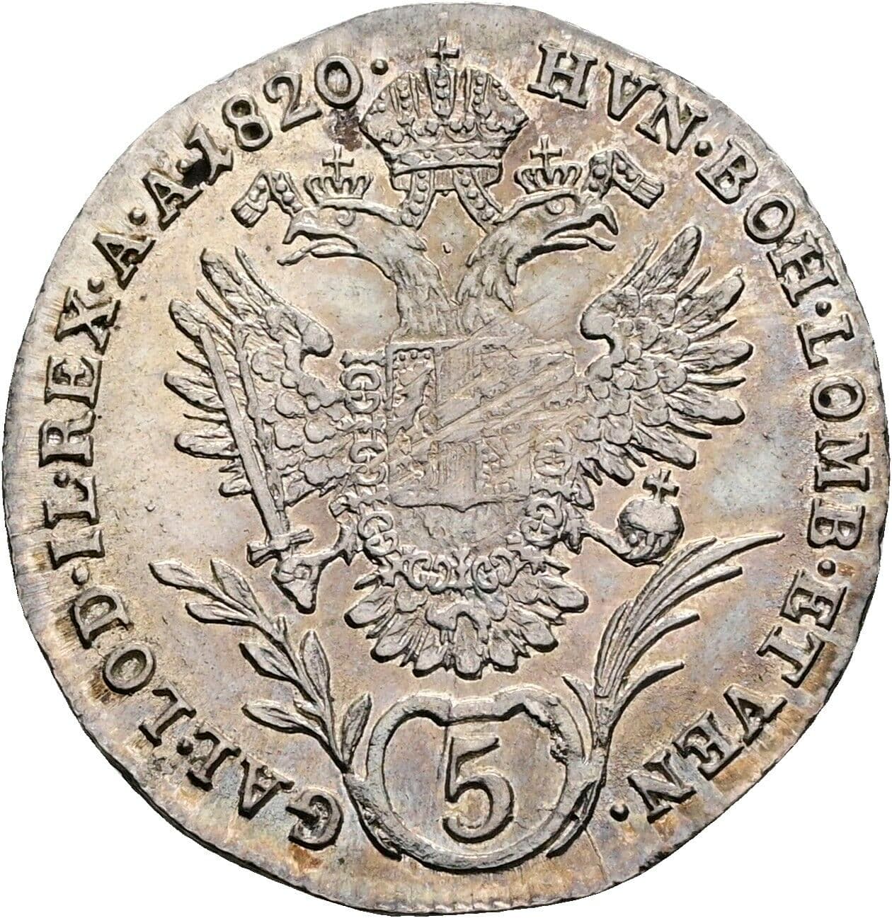 5 Kreuzer Franz II. (I). 1792-1835 1820 A, Wien – Rückseite