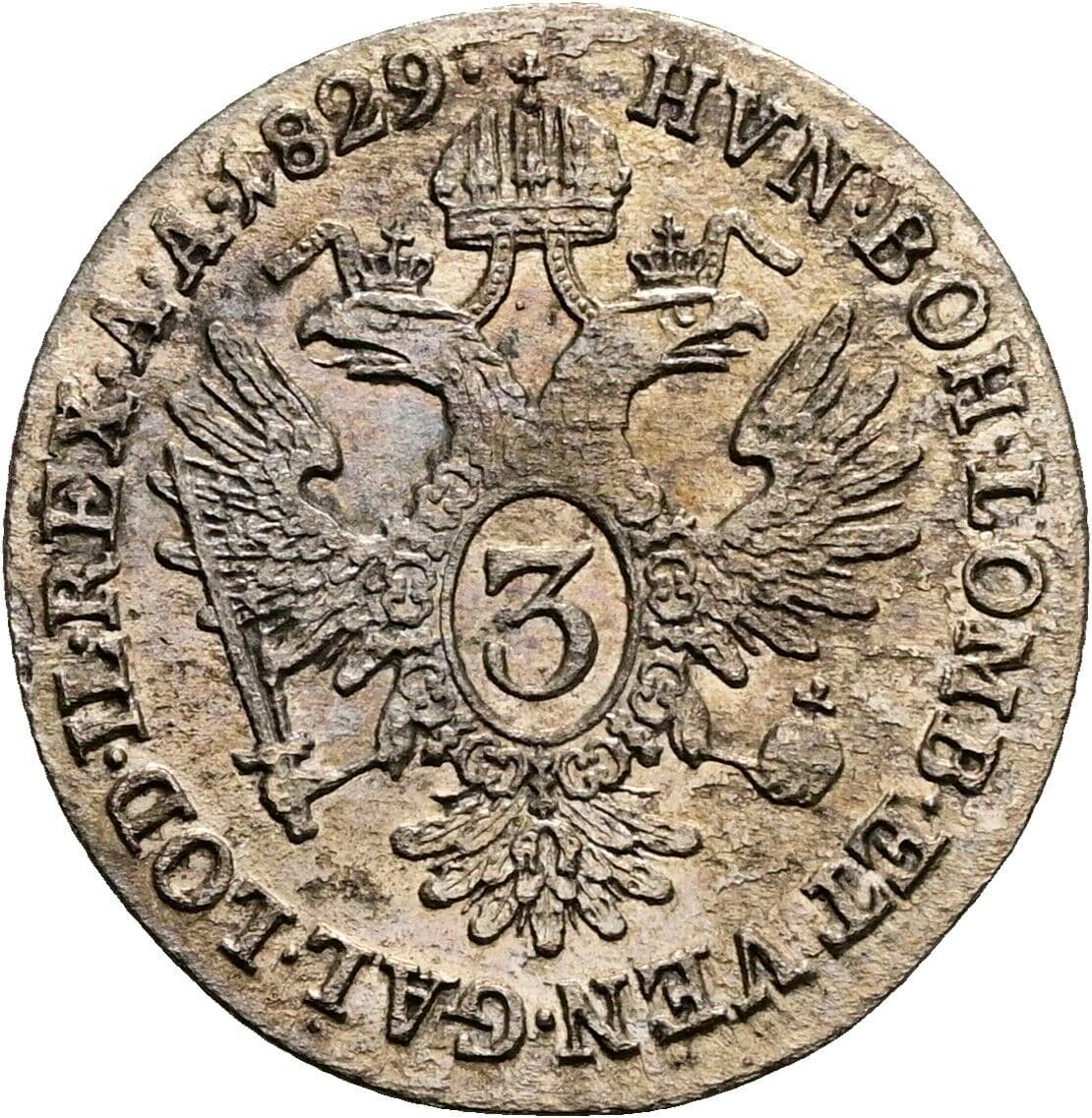3 Kreuzer Franz II. (I). 1792-1835 1829 A, Wien – Rückseite