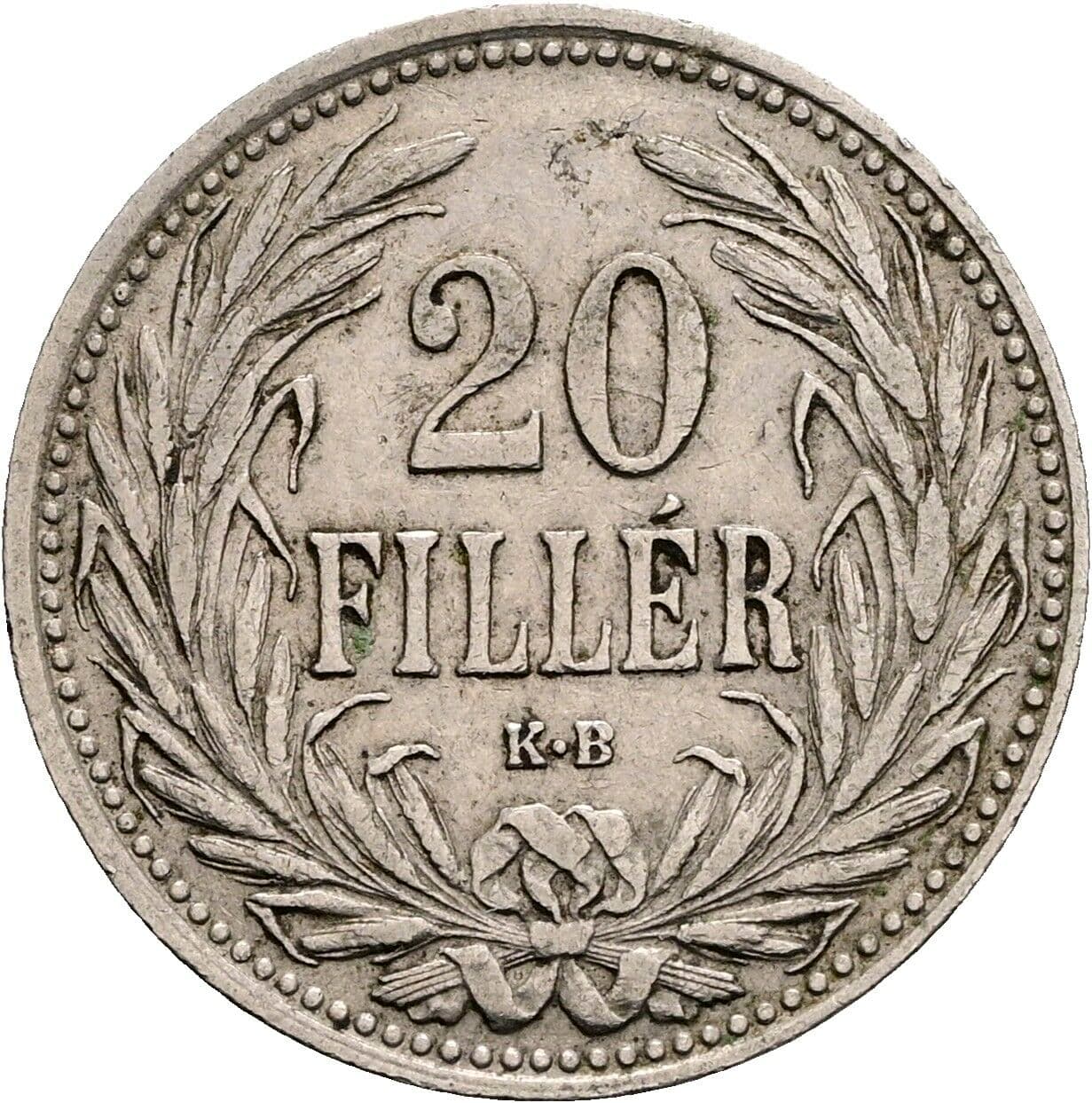 20 Filler Franz Joseph I. 1848-1916 1908 KB – Vorderseite