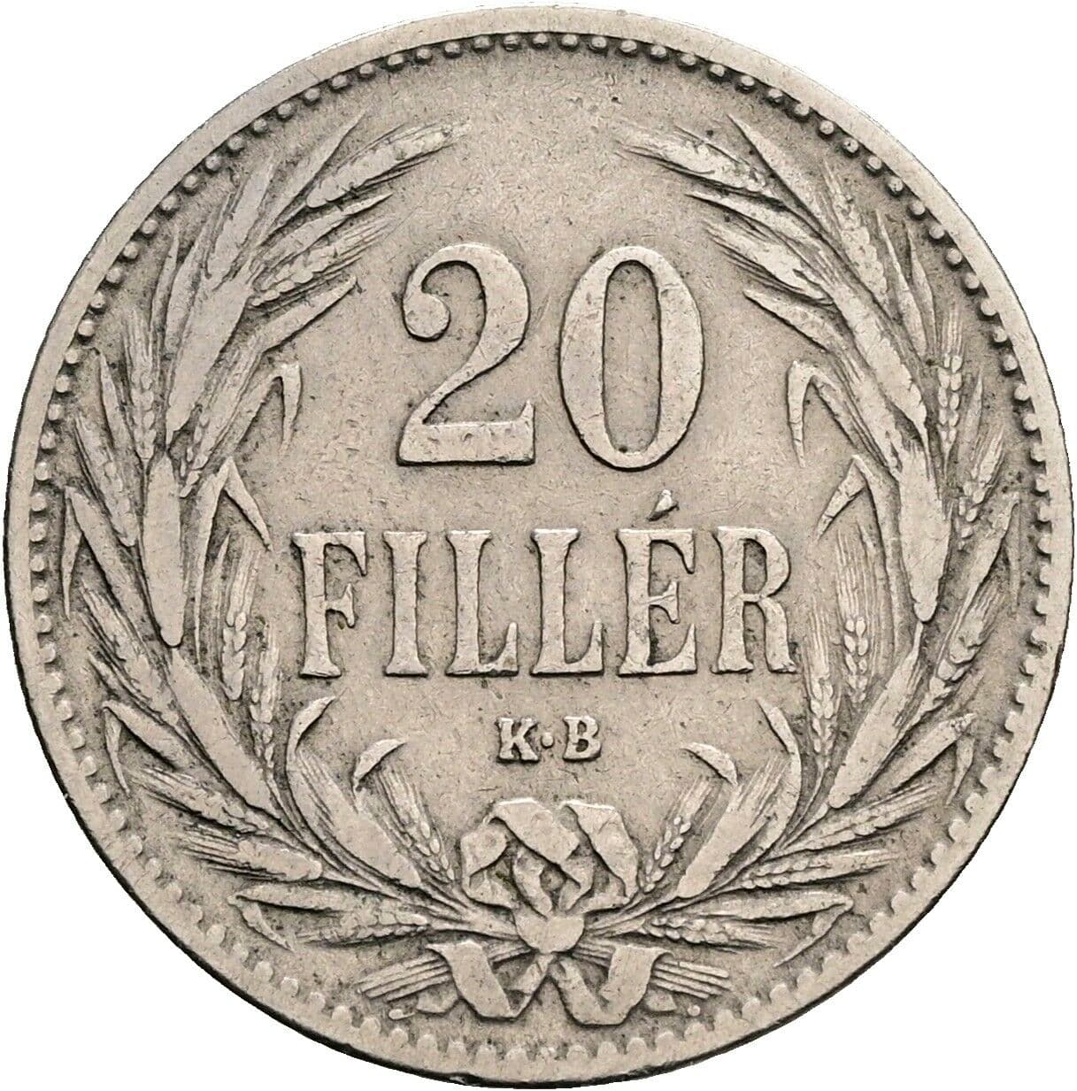 20 Filler Franz Joseph I. 1848-1916 1894 KB – Vorderseite