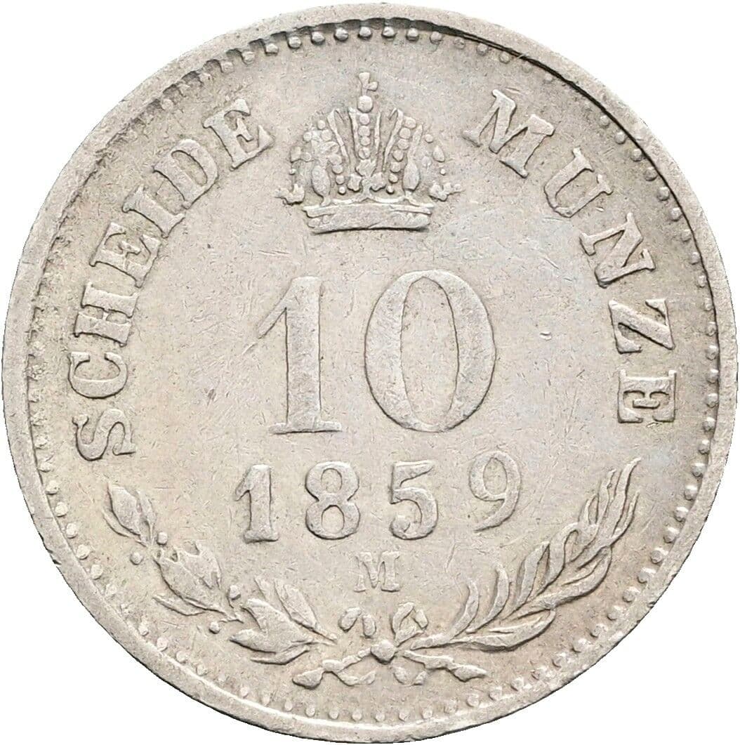 10 Kreuzer Franz Joseph I. 1848-1916 1859 M, Mailand – Rückseite