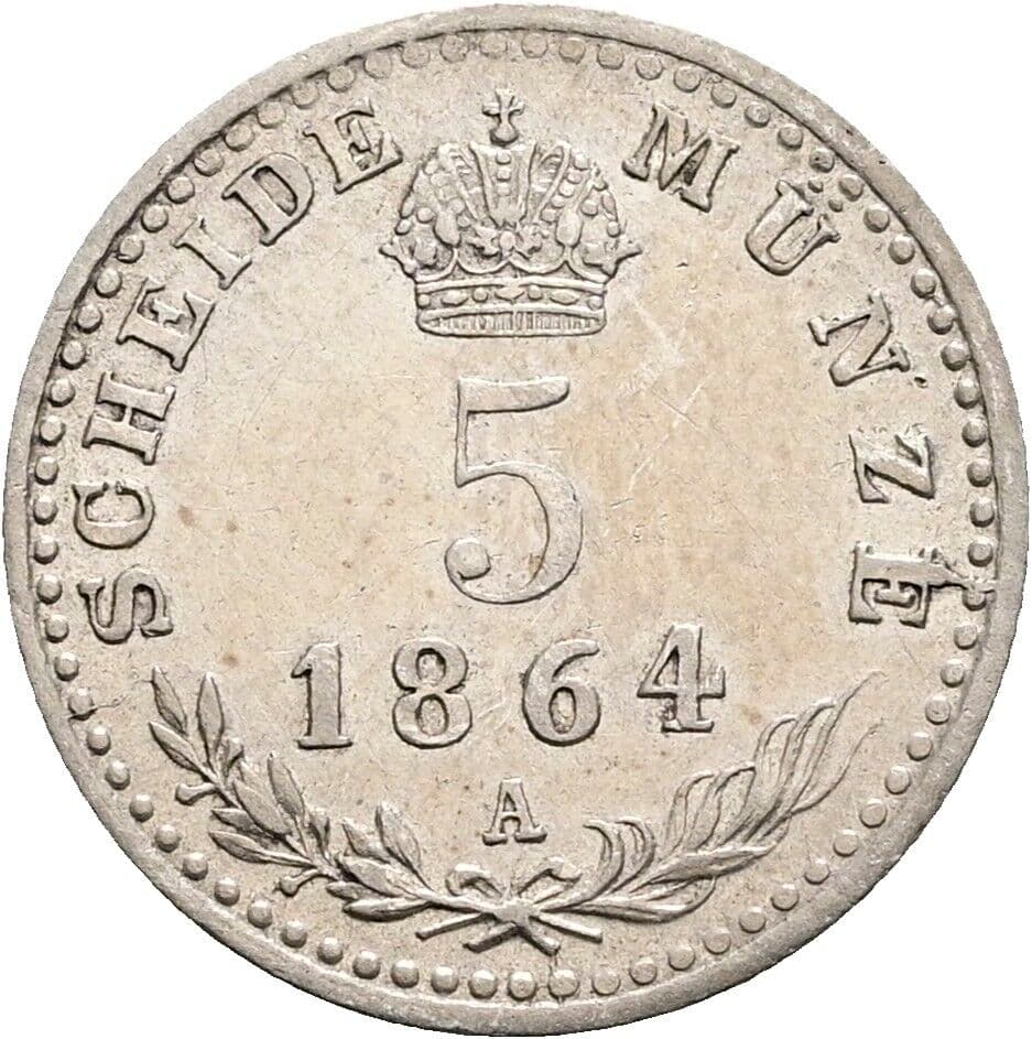 5 Kreuzer Franz Joseph I. 1848-1916 1864 A, Wien – Rückseite