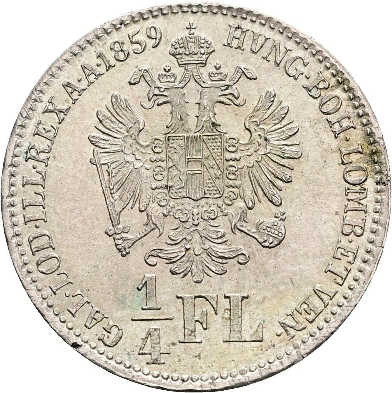1/4 Gulden Franz Joseph I. 1848-1916 1859 B, Kremnitz – Rückseite